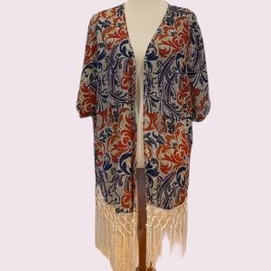 Beige panel multicolor print NEW without tags . FEVER tunic size Large